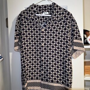 Sandro silk monogram shirt XL